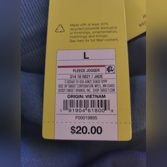 Women's Fleece Joggers 28" - All in Motion, Jade - L - Picture 6 of 6